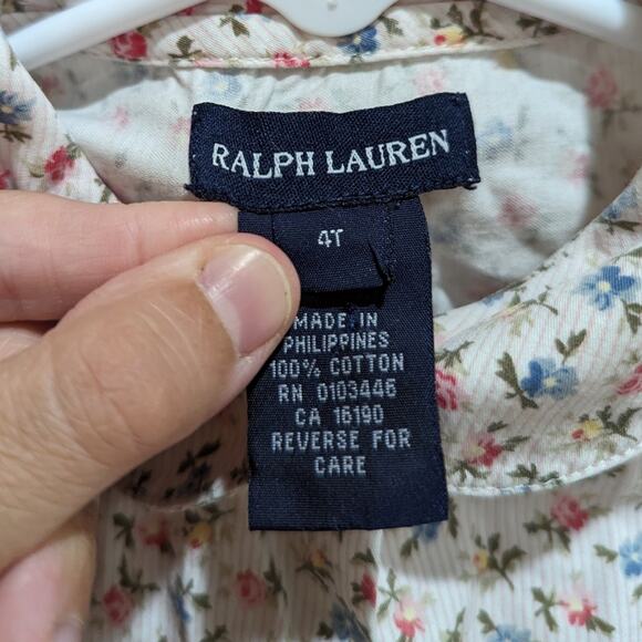 Ralph Lauren Button Down Shirt Girls Sz 4T Floral Preppy - Picture 5 of 5